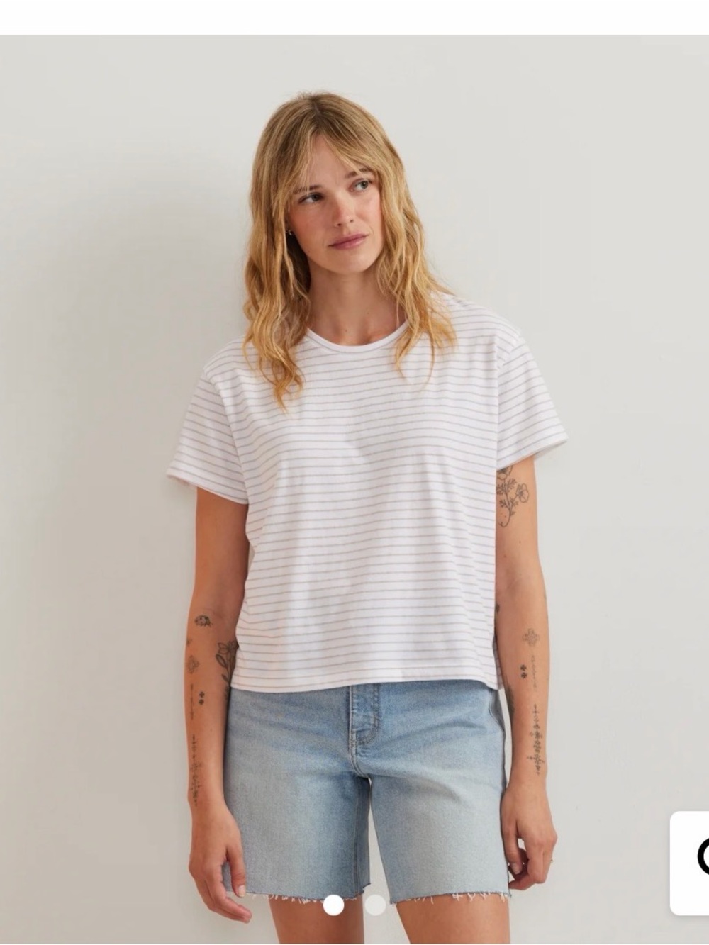 Eddie Bauer White Tee with Thin Stripes